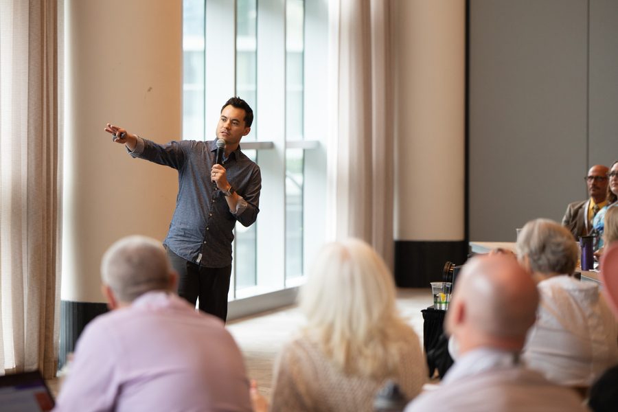 Ryan Vet speaking to a room